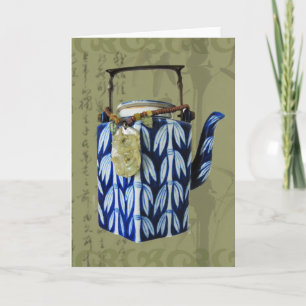 Tarjeta Collage japonés de la tetera