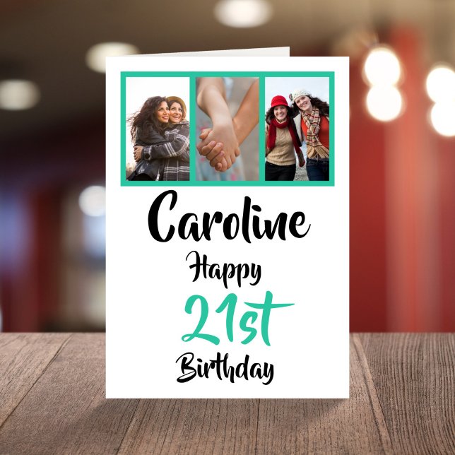 Tarjeta Collage personalizado de fotos del 21 de feliz cum (Subido por el creador)