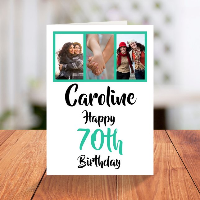 Tarjeta Collage personalizado de fotos del 70 de feliz cum (Subido por el creador)