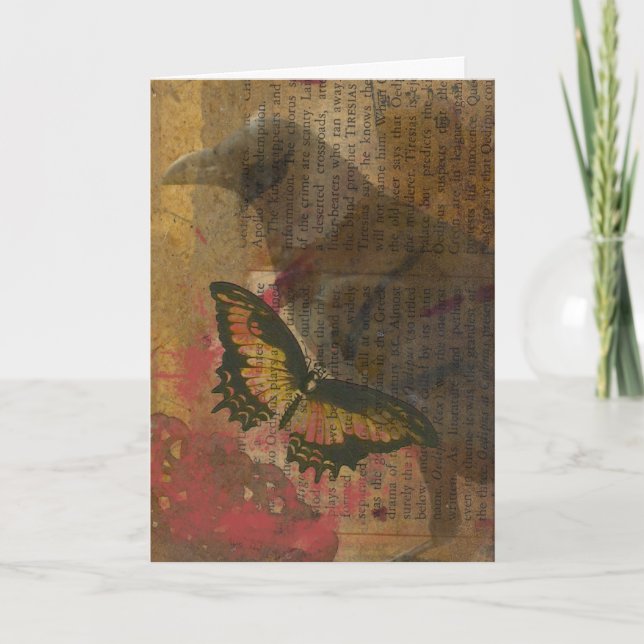 Tarjeta Collage Raven Grunge (Anverso)