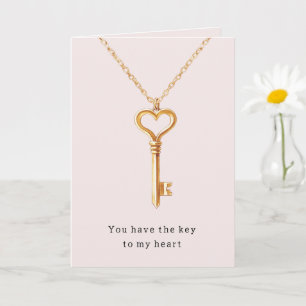Tarjeta Collar de Corazón con Cadena de Oro Llave para el 