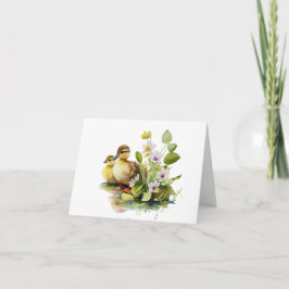 Tarjeta Collares amarillos con flores en blanco
