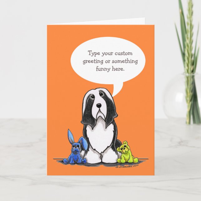 Tarjeta Collie con barba da la bienvenida a su Personaliza (Anverso)