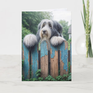 Tarjeta Collie con barba piensa en ti