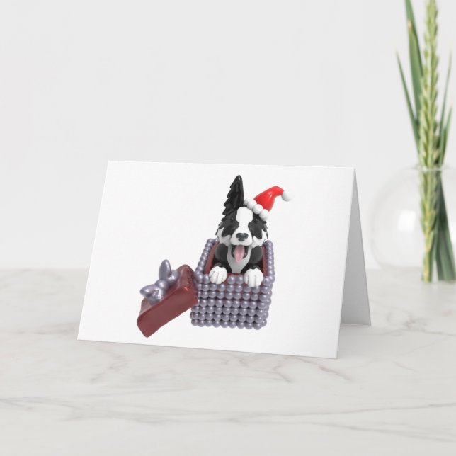Tarjeta Collie de borde navideño (Anverso)
