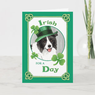 Tarjeta Collie de frontera del Día de San Patricio