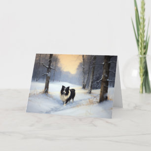Tarjeta Collie de la frontera deja que nieve Navidades