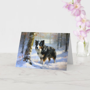 Tarjeta Collie de la frontera deja que nieve Navidades