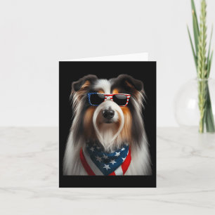 Tarjeta Collie Dog Con Cabeza 4 De Julio Independencia Est