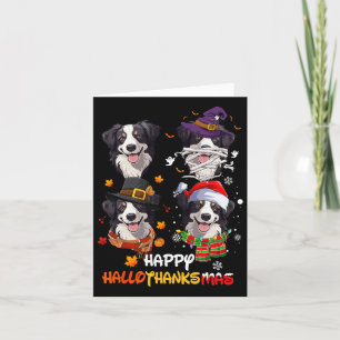 Tarjeta Collie Dog de la frontera Hallothanksmas Halloween