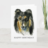 Collie Dog Watercolor Feliz cumpleaños