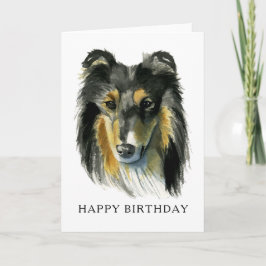 Tarjeta Collie Dog Watercolor Feliz cumpleaños