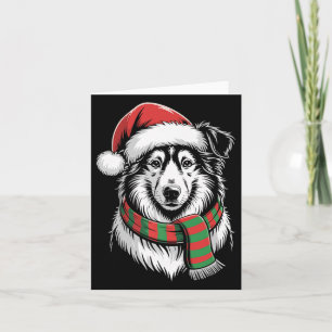 Tarjeta Collie Dog Xmas Santa Hat Scarf Navidades disstume