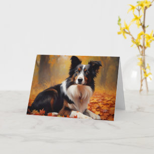 Tarjeta Collie fronteriza en otoño e inspira la caída
