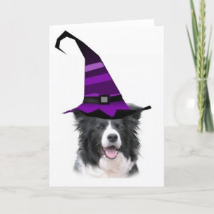 Tarjeta Collie mareado Card~Halloween~Witch de Dogz~Border