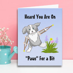 Tarjeta Collie rápida de recuperación en las muletas