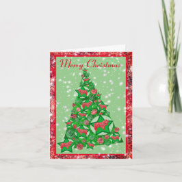Tarjeta Collie Rough Dog Merry Christmas Tree con Stars