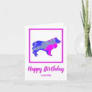 Tarjeta Collie Rough Dog Silhouette Funny Birthday Card