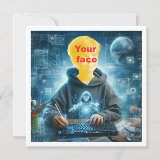 Tarjeta Coloca mi cara en la foto, amante de la computador