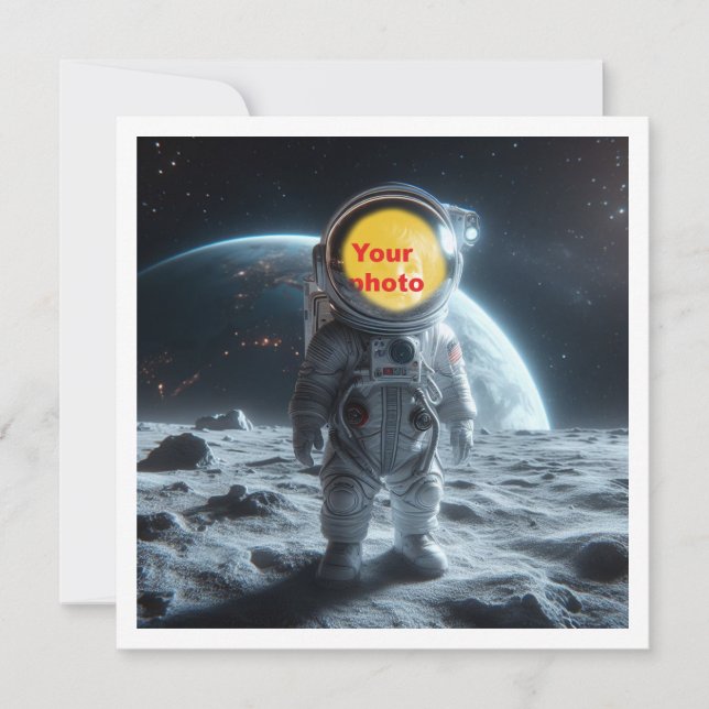 Tarjeta Coloca mi rostro en la imagen, astronauta, espacio (Anverso)