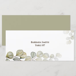 Tarjeta colocada de color de agua Eucalyptus Boda