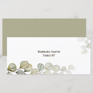 Tarjeta colocada de color de agua Eucalyptus Boda
