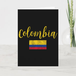 Tarjeta Colombia Bandera Colombiana Vintage