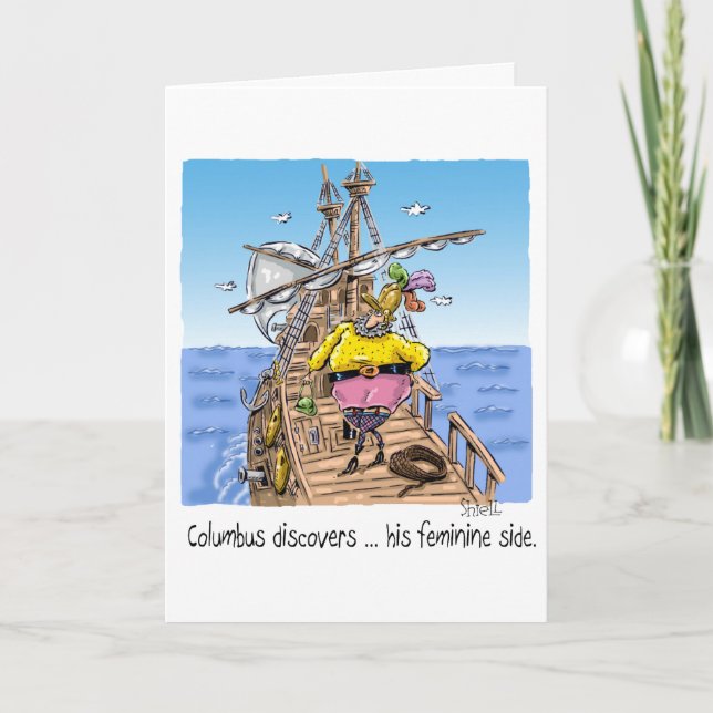 Tarjeta "Colón descubre... su lado femenino" (Anverso)