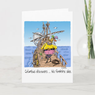 Tarjeta "Colón descubre... su lado femenino"