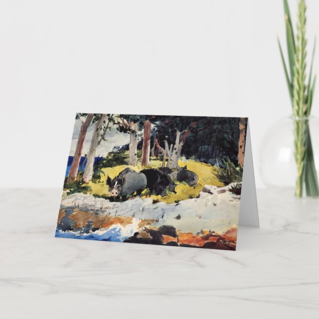 Tarjeta Colonos de Bermudas, pintura de Winslow Homer, (Anverso)