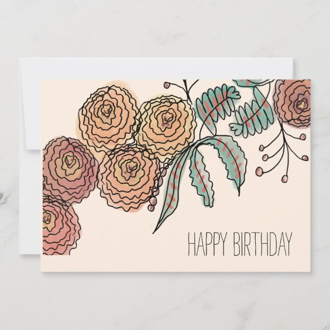 Tarjeta Color cálido Carnación Flor Arte Botánico (Anverso)