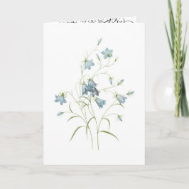 Tarjeta color de agua de las flores azules románticas