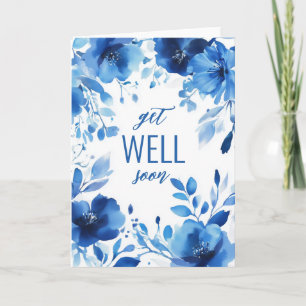 Tarjeta Color de agua de las flores azules SE BIEN PRONTO 
