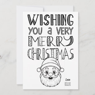 Tarjeta Color in Merry Christmas Santa Flat