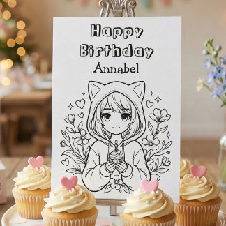 Tarjeta Color Me | Cumpleaños de Anime para Niña