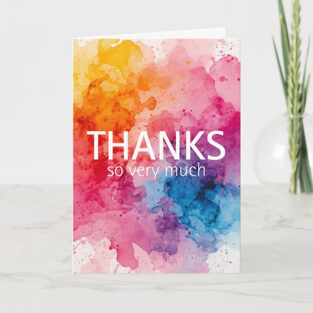 Tarjeta Color Splash Thank You Folded Greeting Card (Anverso)