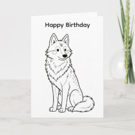 Tarjeta Colorea tu propio diseño de lobo para coche de cum