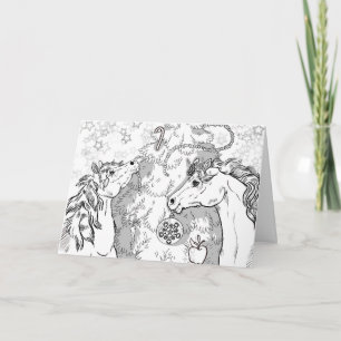 Tarjeta Colorea tus propios ponis de Navidad