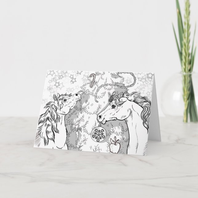 Tarjeta Colorea tus propios ponis de Navidad (Anverso)