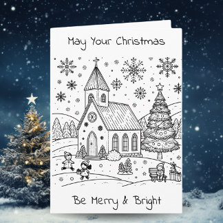 Tarjeta Coloreado de Adultos Personalizado de Navidad