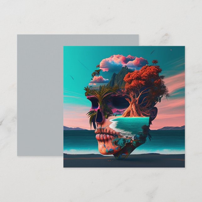 Tarjeta Colored Skull Head (Anverso / Reverso)