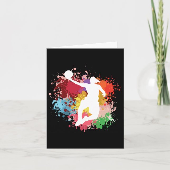 Tarjeta Colores de agua del baloncesto (Anverso)