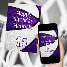 Tarjeta Colores de equipo morado blanco chicas de balonces