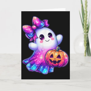 Tarjeta Colores de galaxia de calabaza fantasma de Hallowe