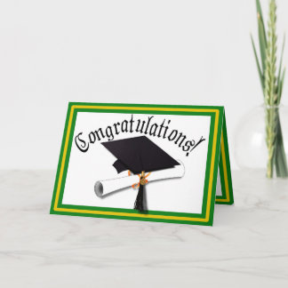 Tarjeta Colores de la escuela de graduación Gold y Green