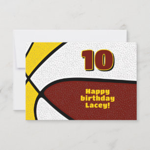 Tarjeta colores del equipo de oro de baloncesto feliz cump