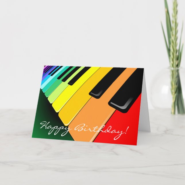 Tarjeta Colores Fiestas de música de teclado (Anverso)