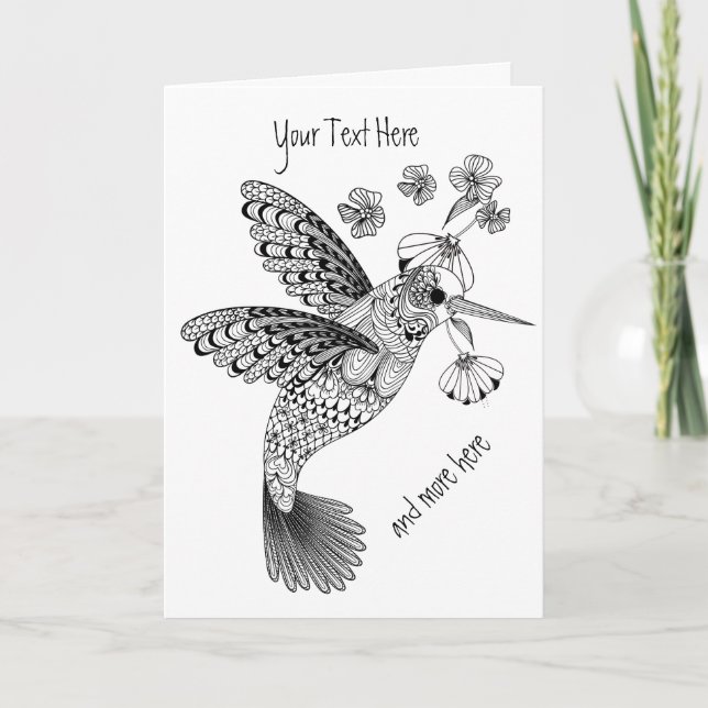 Tarjeta Colores Me Hummingbird Floral DIY (Anverso)