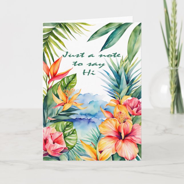 Tarjeta Colores Tropicales Brillantes para Decir Hola (Anverso)