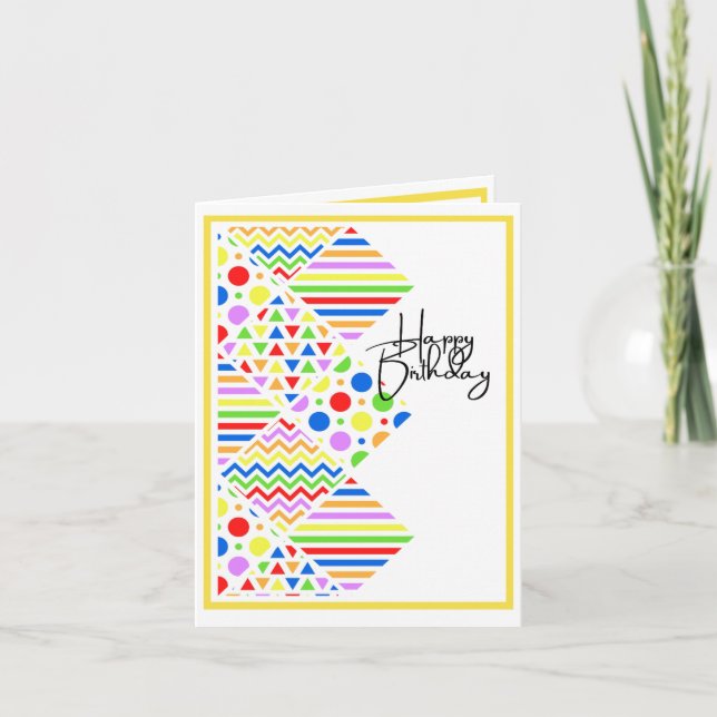 Tarjeta Colores y patrones brillantes - Cumpleaños (Anverso)